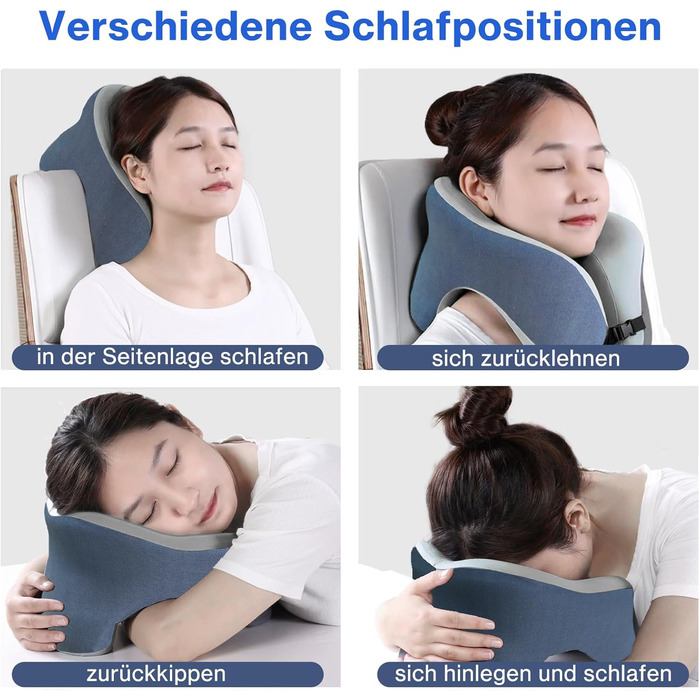 Ортопедична подушка для шиї Yeelan з піни Memory Foam, U-подібна дорожня подушка для дорослих, універсальна для літака, дому, офісу та кемпінгу, сіра
