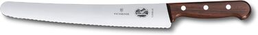 Кухонний ніж Victorinox Wood для хліба та кондитерських виробів, швейцарський, зубчасте лезо, надгострий, з нержавіючої сталі, дерев'яна ручка