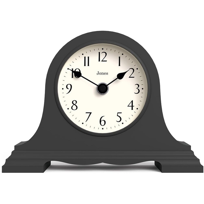Настільний годинник JONES CLOCKS Speakeasy у класичному стилі Наполеонівської шапки, темно-сірий, для столу, полиці чи тумбочки