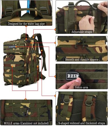 Тактичний військовий рюкзак 40 л Molle для армії, виживання, ліс, Fluchtrucksack
