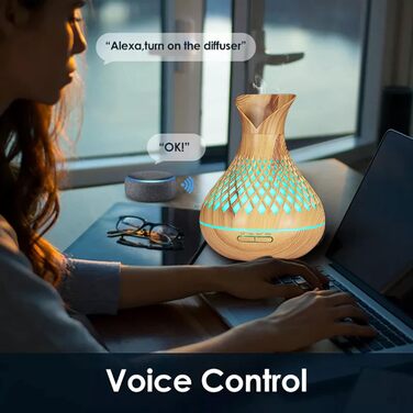 Розумний ароматичний дифузор Alexa з ефірними оліями, 500 мл, Wi-Fi зволожувач повітря, сумісний з Alexa/Google Home, керування через додаток, LED-підсвічування 7 кольорів, таймер, авто-вимкнення