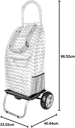 Складна візок dbest products Trolley Dolly сірий з малюнком «Шеврон», універсальний господарський кошик на колесах
