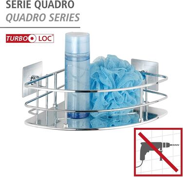 Настінна полиця WENKO Turbo-Loc Quadro, без свердління, хромована