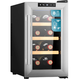 Термелектрична винна шафа Cecotec Bolero GrandSommelier 830 CoolWood на 8 пляшок, низький рівень шуму, регулювання температури 8-18°C, сенсорне управління, енергоощадна