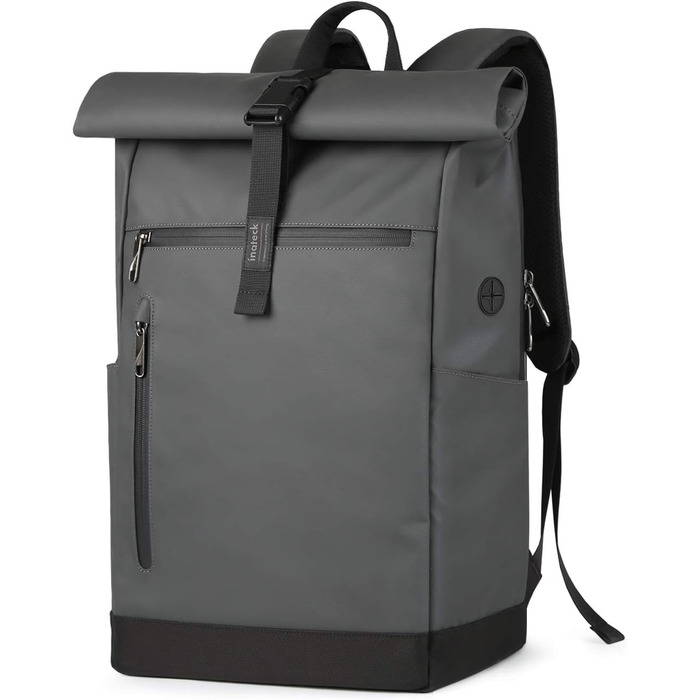 Рюкзак Inateck RollTop 25-30 л для чоловіків і жінок, велосипедний, шкільний, для університету, роботи, спорту та подорожей, з відділенням для ноутбука 17'' (сірий, стильний дизайн)