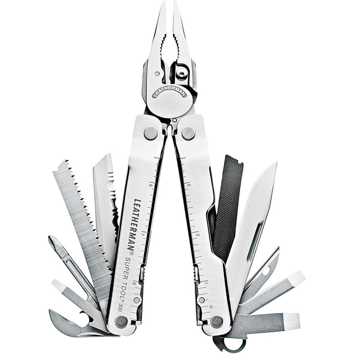 Мультитул Leatherman Super Tool 300 19-в-1 з потужними пасатижами, нержавіюча сталь, чохол Molle, для важких робіт