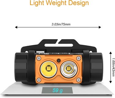 Ліхтарик налобний NICRON H25, LED, червоне світло, USB, 500 люмен, IP67, водонепроникний, для риболовлі, туризму, археології