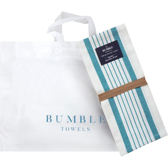 Bumble кухонні рушники з бавовни XL 50x70 см, 6 шт, аква, м'які та міцні, 3 текстури