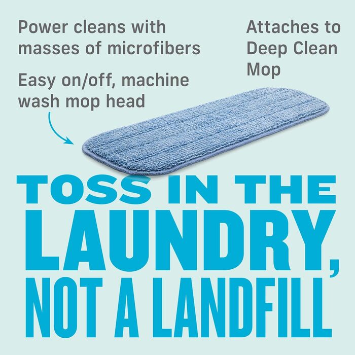 Насадка для мопа E-Cloth Deep Clean, мікрофібра, змінна, для вологого прибирання твердих підлог: паркет, ламінат, плитка, камінь, багаторазова, 4 шт.