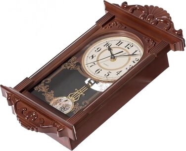 Вінтажний настінний годинник Clockswise з маятником, імітація дерева, пластиковий, на батарейках, декоративний, коричневий, для офісу, дому, вітальні, кухні чи їдальні