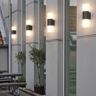 Світильник Klighten настінний E27 для вулиці та інтер'єру, двостороннє світло, чорний, IP54, алюміній, сучасний дизайн, без лампи