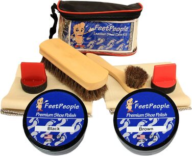 FeetPeople Ультимативний набір для догляду за шкірою взуття з дорожньою сумкою, чорний/коричневий, універсальний розмір