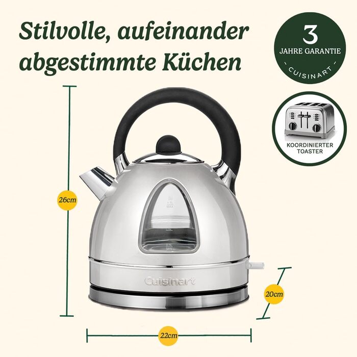 Акумуляторний чайник Cuisinart, 3 кВт, нержавіюча сталь 1,5 л