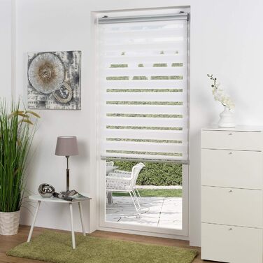 Рулонна штора Sol Royal Duo Rollo DK9 100x160 см без свердління, преміум, з кріпленням Klemmfix, подвійна, широкі смуги, біла