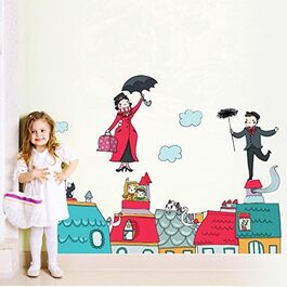 Екологічні дитячі настінні наклейки Mary Poppins, гіпоалергенні, м'який текстильний ефект, самоклеючі, для спальні та дитячої кімнати, 100x40 см