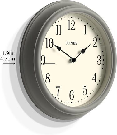 Настінний годинник JONES CLOCKS 30 см, круглий, класичний, зелений, римські цифри, традиційний дизайн для кухні, вітальні чи спальні
