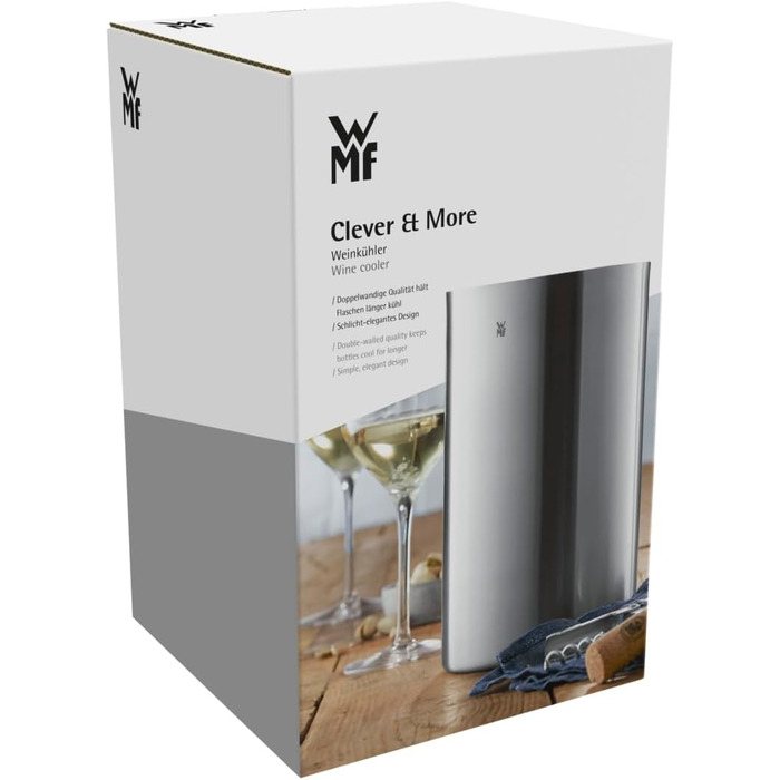 Охолоджувач для вина та шампанського WMF Clever&More, 19,5 см, нержавіюча сталь, подвійні стінки, матовий, тримає холод, відро для льоду