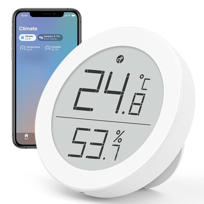 Qingping Термометр-гігрометр із сенсором, підтримка Apple HomeKit, бездротовий монітор температури та вологості з E-Ink дисплеєм, Thread/Bluetooth, для iOS