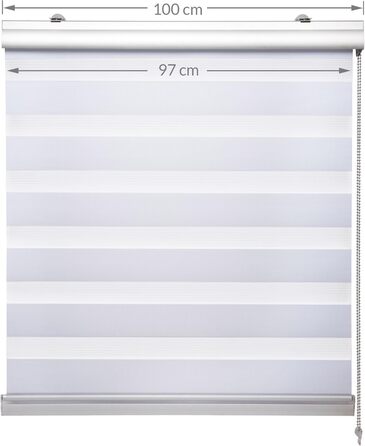 Рулонна штора Sol Royal Duo Rollo DK9 100x160 см без свердління, преміум, з кріпленням Klemmfix, подвійна, широкі смуги, біла