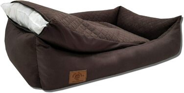 Odolplusz XXL Ліжко для великих собак 100x70 см, коричневе, знімний та праний чохол, двостороння подушка, лежак-диван для собак