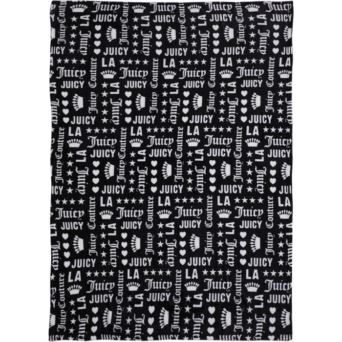 Плюшева ковдра Juicy Couture з короною Royal, чорна/біла, 127x177,8 см — м'яка декоративна накидка для дивана, ліжка та крісла, розкішний текстиль для дому