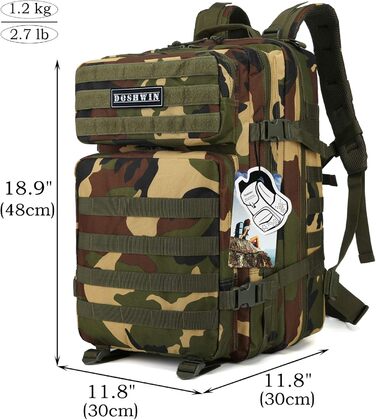 Тактичний військовий рюкзак 40 л Molle для армії, виживання, ліс, Fluchtrucksack