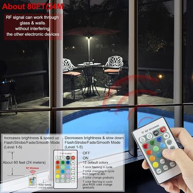 HONWELL LED лампа для парасолі, димована, 12 кольорів, бездротова, для кемпінгу, саду, пляжу, вечірок, батарейкова, коричнева