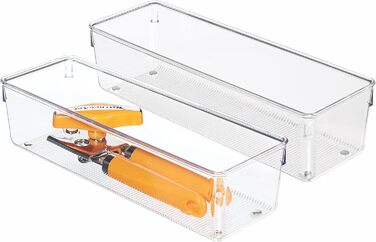 Органайзер для столових приборів iDesign Linus, пластиковий, прозорий, для ящиків, набір 2 шт. (10,16 x 30,48 x 7,62 см)