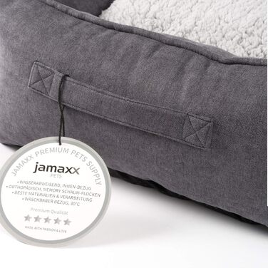JAMAXX Преміум ортопедичне ліжко для собак з пам’яттю, велике, водовідштовхувальне, знімний чохол, двостороння подушка, м’яка оксамитова тканина, розмір 120x90x22 см, сіре