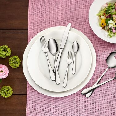 Набір столових приборів Villeroy & Boch Oscar, 30 предметів, нержавіюча сталь, срібло/платина, для сервірування, можна мити в посудомийній машині