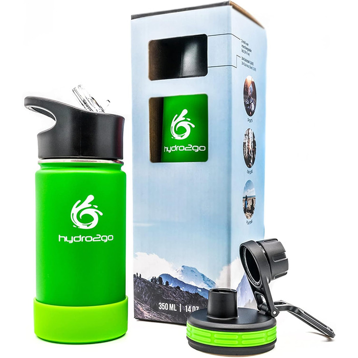 Дитяча термос-пляшка з нержавіючої сталі 350 мл, BPA Free, 2 кришки (з трубочкою та спортивна), не протікає