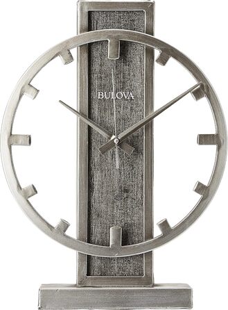 Настільний годинник Bulova B1864 Silver Streak, срібний металевий корпус, сучасний дизайн