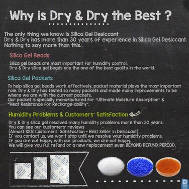 Набір Dry & Dry 5x500 г – харчовий силікагель-осушувач з індикатором, багаторазові помаранчеві пакети для поглинання вологи
