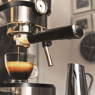 Еспресо-машина Cecotec Cafelizzia 790 Steel Pro, 1350Вт, 20 бар, термоблок, манометр, автоматичний режим, для еспресо та капучино, 1,2 л, нержавіюча сталь