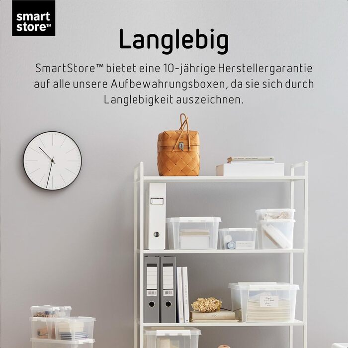 SmartStore Набір з 10 контейнерів з кришкою Classic 8 л (40x30x11 см), харчовий пластик, стійкі до штабелювання, зміцнені кути, 10 років гарантії