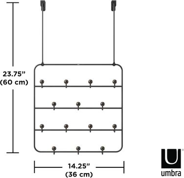 Настінна ключниця та органайзер Umbra Estique з полицею для листів, 5 гачків, чорний/горіх, наддверний