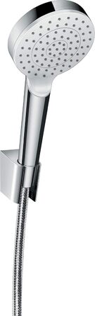 Душовий набір hansgrohe Crometta: лійка, шланг 1,25 м, тримач, білий/хром, 1 режим, 26691400 (набір зі шлангом 1,6 м)