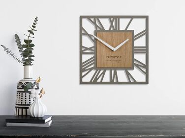 Сучасний настінний годинник FLEXISTYLE LOFT Piccolo Square 30 см, безшумний, для вітальні та ванної, сірий дуб