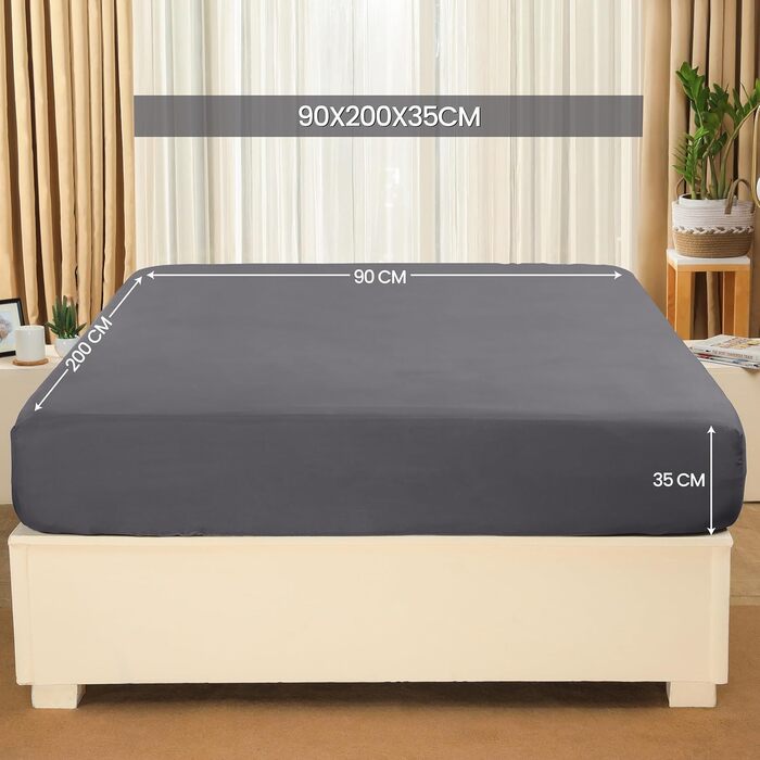 Комплект з 6 простирадл на резинці Utopia Bedding 90x200 см, сірі, мікрофібра, глибока кишеня 35 см