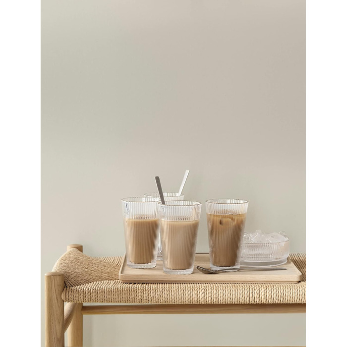 Склянки Stelton Pilastro 350 мл — рифлені, скло, набір 4 шт, для гарячих та холодних напоїв, підходять для посудомийки, штабельовані