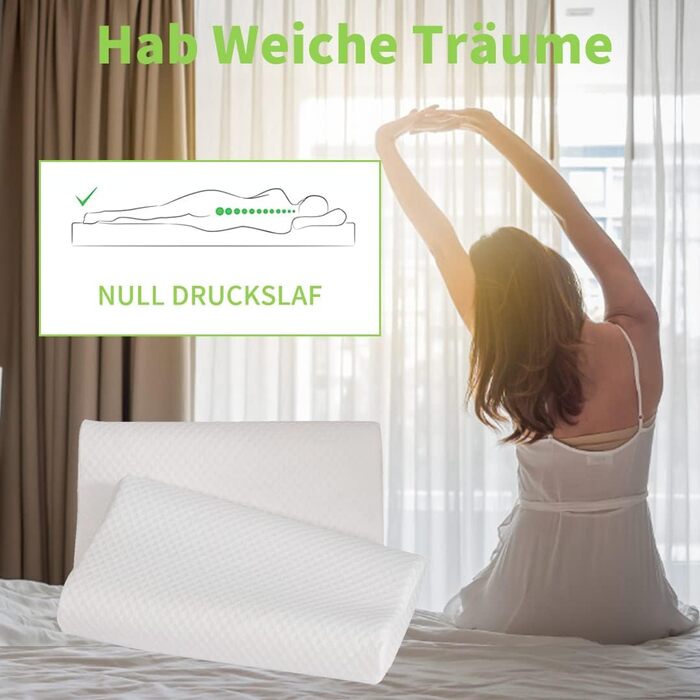 Ортопедична подушка Good Nite з піни Memory Foam для шиї та плечей, ергономічна, з контурною рельєфною формою, для сну на боці, від болю у шиї, 65x35x11/9 см