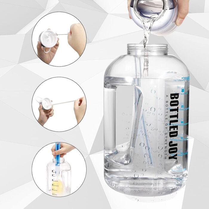 Пляшка для води з трубочкою 3.5 л, BPA-free, герметична, пластикова спортивна пляшка з часовими мітками для фітнесу, офісу, дому та активного відпочинку