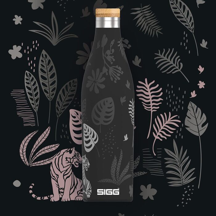 Термос-бутилка SIGG Meridian 0,5 л, нержавіюча сталь 18/8, бамбукова кришка, герметична, BPA-free, для води, Sumatra Tiger