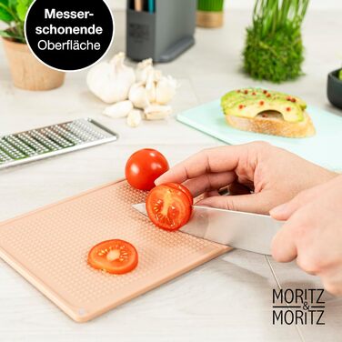 Набір кухонних дощок Moritz & Moritz, 3 шт., пластик, 32x22 см, з підставкою, для нарізання, гігієнічні, можна мити в посудомийці