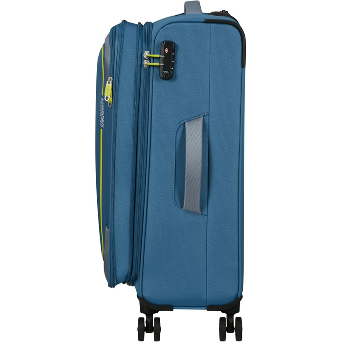Валіза American Tourister Pulsonic Spinner L, розширювана, 81 см, 113/122 л, синя, поліестер