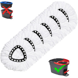 Набір із 6 змінних насадок з мікрофібри для швабри O-Ceda EasyWrin Spin Mop, запасні головки для легкого прибирання