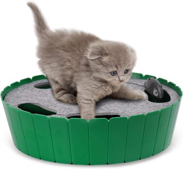 Інтерактивна іграшка для котів Pawaboo – електрична мишка, килимок-лежанка з котячою м'ятою, м'яч для гри, безпечна для кошенят, зелена