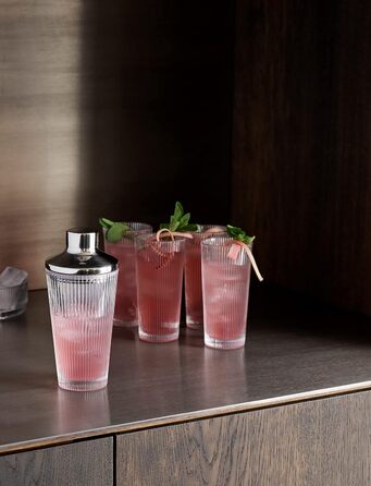 Склянки Stelton Pilastro для лонгдринків, рифлені, 300 мл, набір 4 шт, скло, стійкі до посудомийки, штабельовані, для гарячих і холодних напоїв