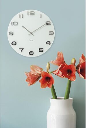 Настінний годинник Karlsson Vintage, білий, Ø35 см, круглий, скло, для вітальні, сучасний дизайн
