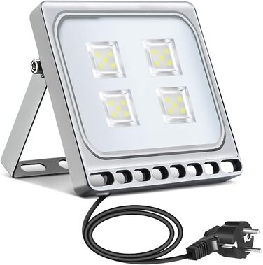 Світлодіодний прожектор papasbox 20 Вт, IP65, холодне біле світло, LED будівельний прожектор зі штекером для вулиці, саду, гаража, готелю